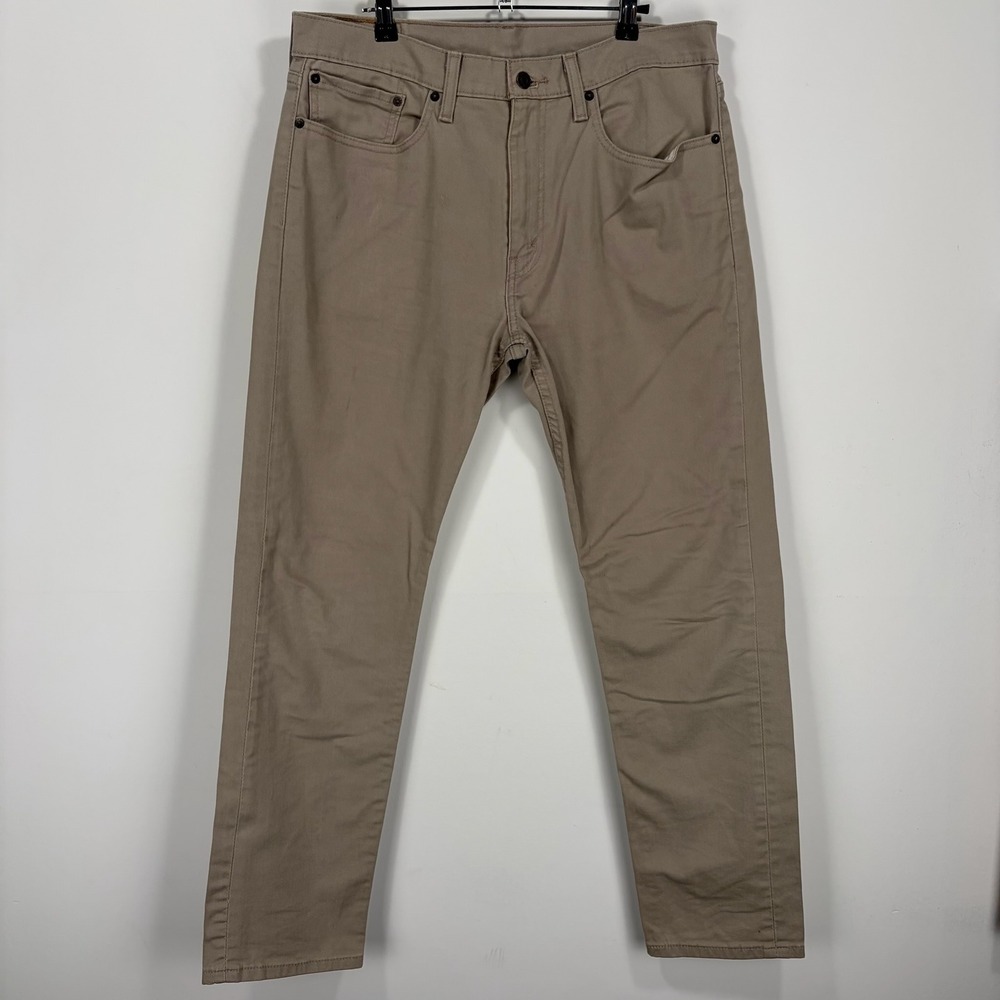 Levis 502 Tapered Pants Mens 34x32 Tan Khaki Twill Chino Jeans 29507-0009